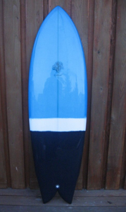 INCINERATOR QUAD FISH &#10;5’11” X 21 ” X 2  12” &#10;&#10;Baby, navy &amp; white resin tint&#10;Gloss and polish&#10;Future fins&#10;&#10;Available at longbeach Surfshop&#10;&#10;Tofino and Ukee&#10;&#10;&#10;